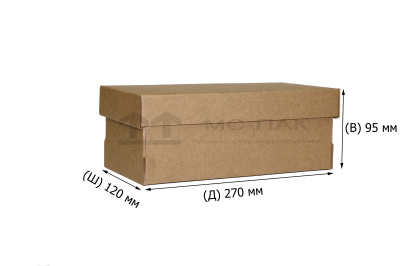 Обувная коробка Т-12 270х120х95 мм бурая