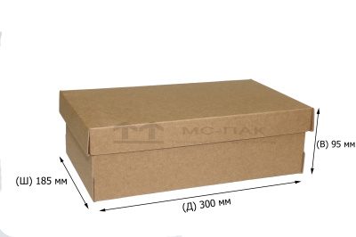 Обувная коробка Т-12 300х185х95 мм бурая