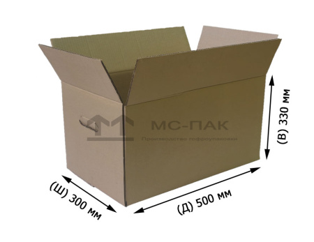 Гофрокороб П-32 бурый 500х300х330 мм с п/п ручками