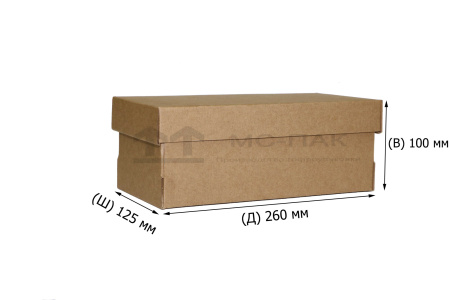 Обувная коробка Т-12 бурый 260х125х100 мм