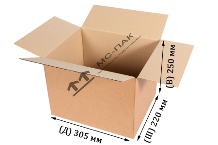 Картонная коробка 305х220х250 мм Т-23 бурая
