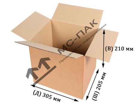 Картонная коробка 305х205х210 мм Т-23 бурая
