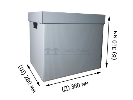 Гофрокороб для дома и офиса 380х280х310 мм белый