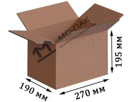 Гофрокороб Т-23 бурый 270х190х195 мм